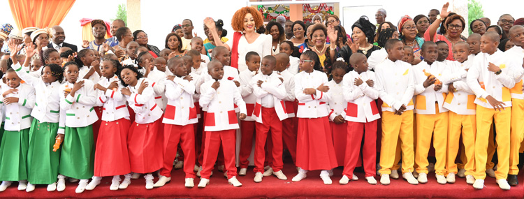 Pupils of ‘Les Coccinelles’ Pay Homage to Mrs Chantal BIYA 