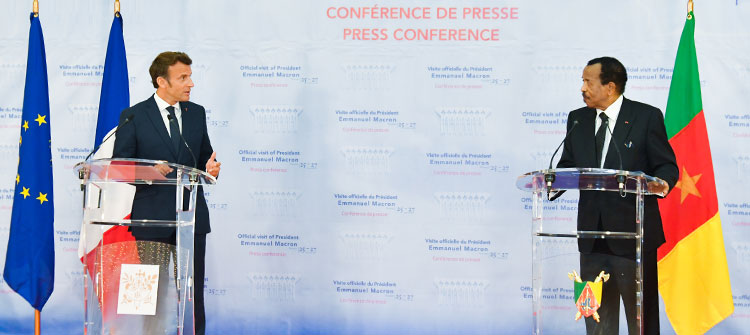 Visite officielle au Cameroun du Président Emmanuel Macron. Déclaration liminaire du Chef de l'Etat à la Conférence de presse commune 