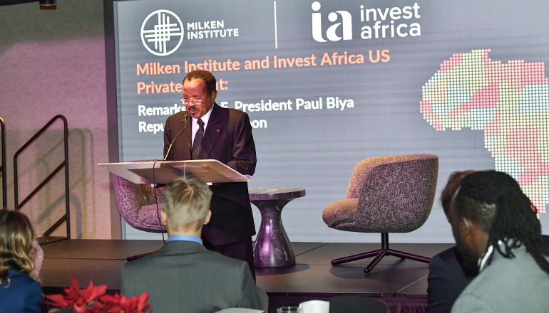 President Paul BIYA presented a keynote address at the Milken Institute on 12 December 2022.