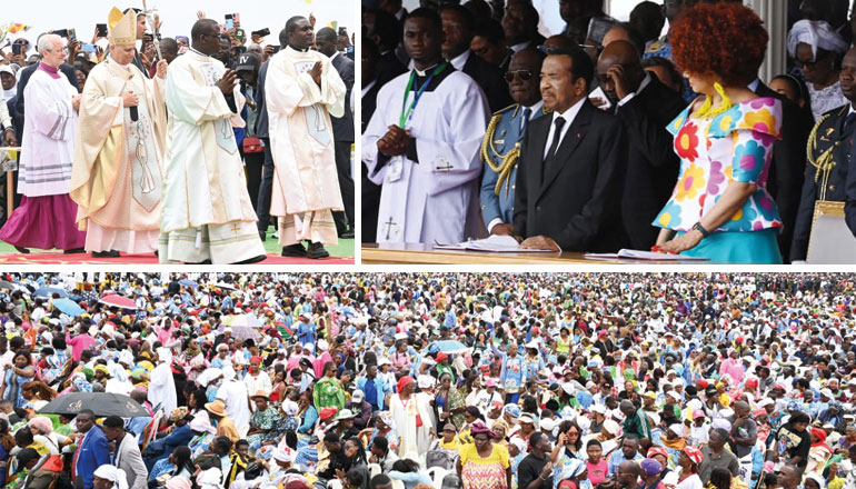 Le Chef de l'Etat et Madame Chantal BIYA présents à la messe pontificale dite par le Pape Léon XIV à Yaoundé