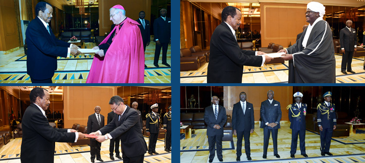 Apostolic Nuncio, Sudanese and Chinese Ambassadors Submit Credentials to President Paul BIYA