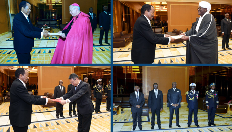 Apostolic Nuncio, Sudanese and Chinese Ambassadors Submit Credentials to President Paul BIYA