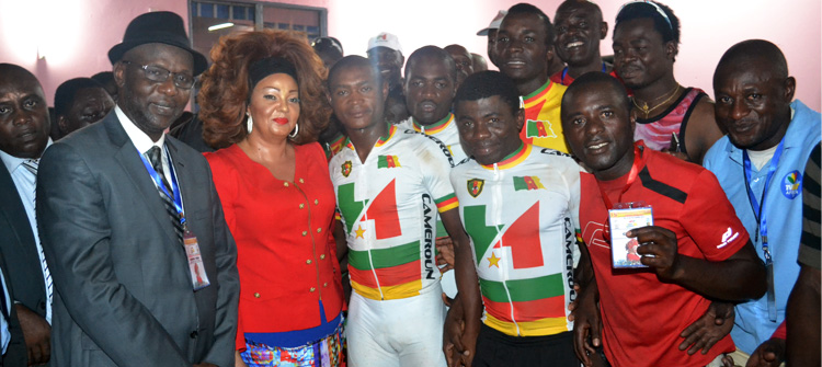First Lady fetes with cyclists in Meyomessala