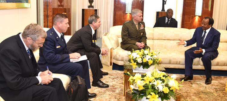 President Paul BIYA discusses security issues with US General at Unity Palace